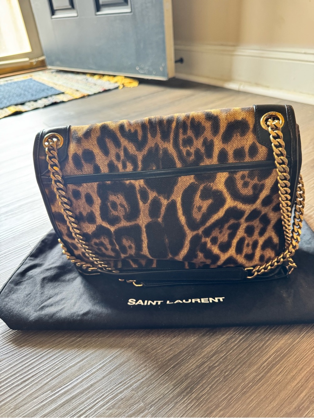 RARE ⨠Saint Laurent YSL Niki Medium Leopard Canvas Shoulder Bag w/ Dust Bag - Picture 4 of 5